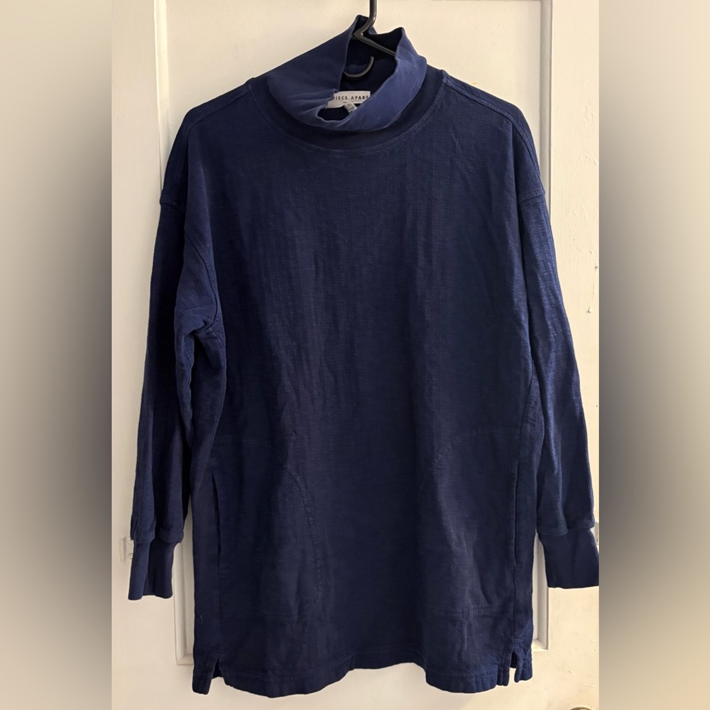 Apiece Apart Emprys Pullover Navy 100% Organic Cotton Size Small